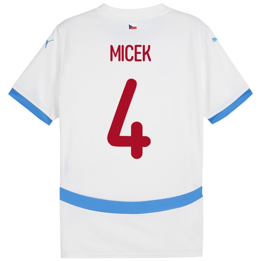 Hombre Camiseta Chequia Jiri Micek #4 Blanco 2ª Equipación 24-26 La Camisa