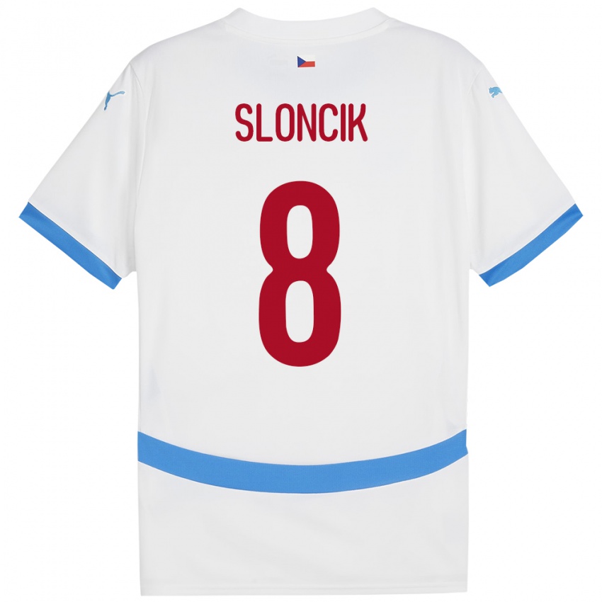 Hombre Camiseta Chequia Simon Sloncik #8 Blanco 2ª Equipación 24-26 La Camisa