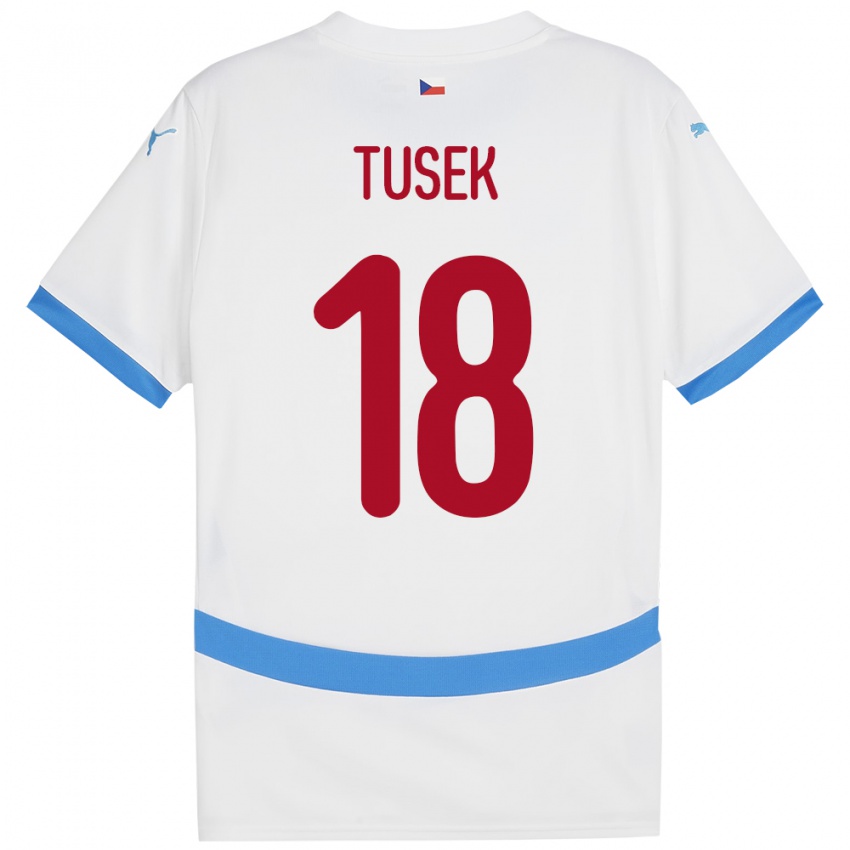 Hombre Camiseta Chequia Adam Tusek #18 Blanco 2ª Equipación 24-26 La Camisa