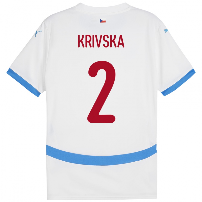 Hombre Camiseta Chequia Karolína Křivská #2 Blanco 2ª Equipación 24-26 La Camisa