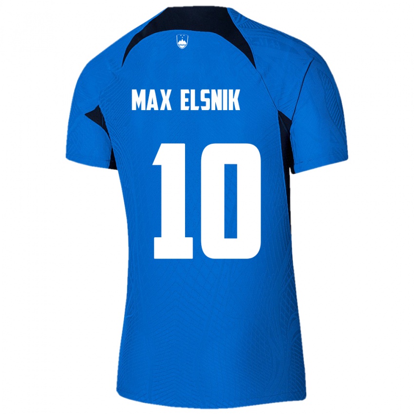 Hombre Camiseta Eslovenia Timi Max Elsnik #10 Azul 2ª Equipación 24-26 La Camisa