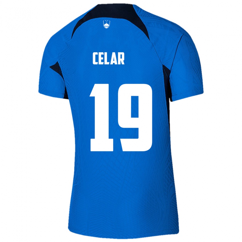 Hombre Camiseta Eslovenia Zan Celar #19 Azul 2ª Equipación 24-26 La Camisa