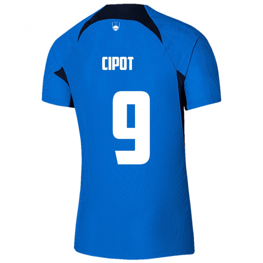 Hombre Camiseta Eslovenia Tio Cipot #9 Azul 2ª Equipación 24-26 La Camisa