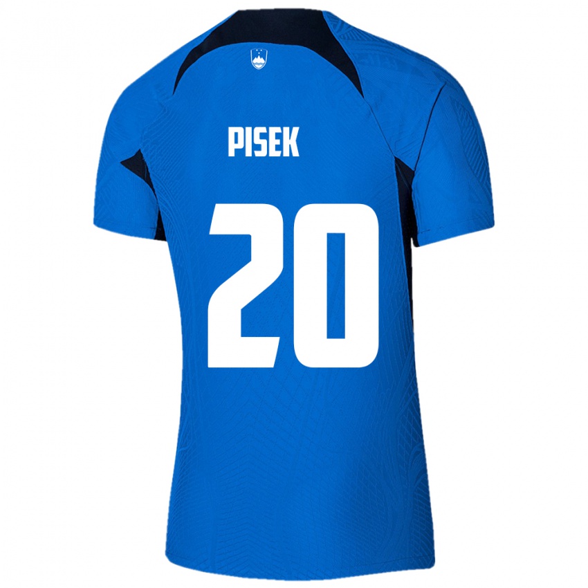 Hombre Camiseta Eslovenia Jost Pisek #20 Azul 2ª Equipación 24-26 La Camisa