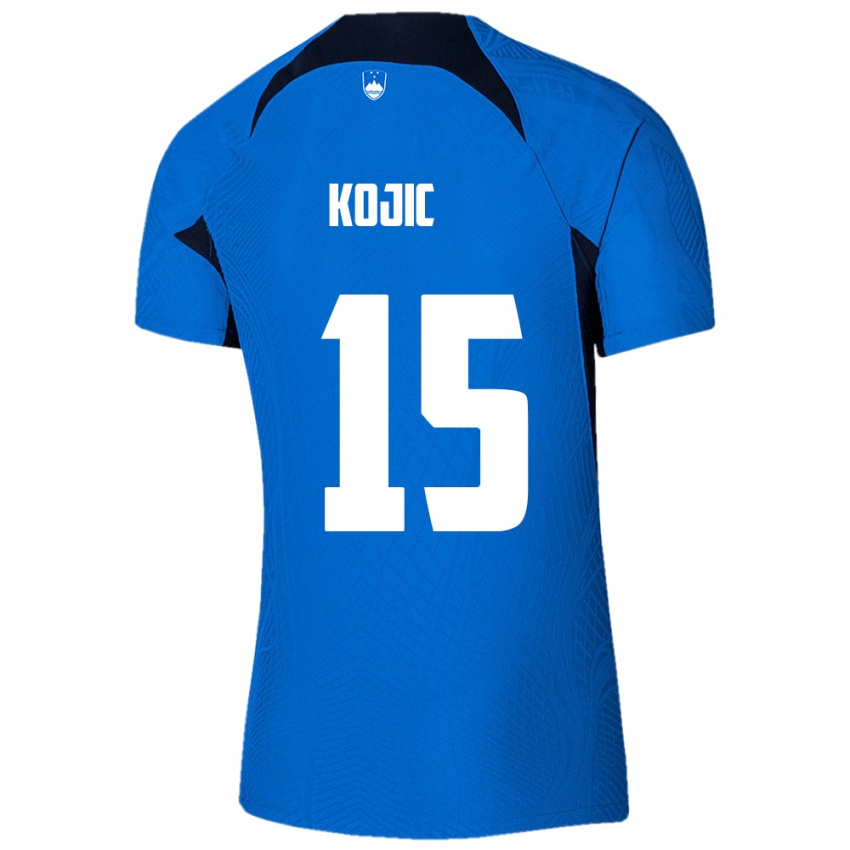 Hombre Camiseta Eslovenia Dino Kojic #15 Azul 2ª Equipación 24-26 La Camisa