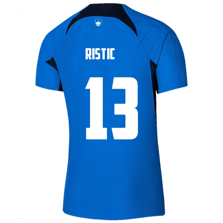 Hombre Camiseta Eslovenia Aleks Ristic #13 Azul 2ª Equipación 24-26 La Camisa