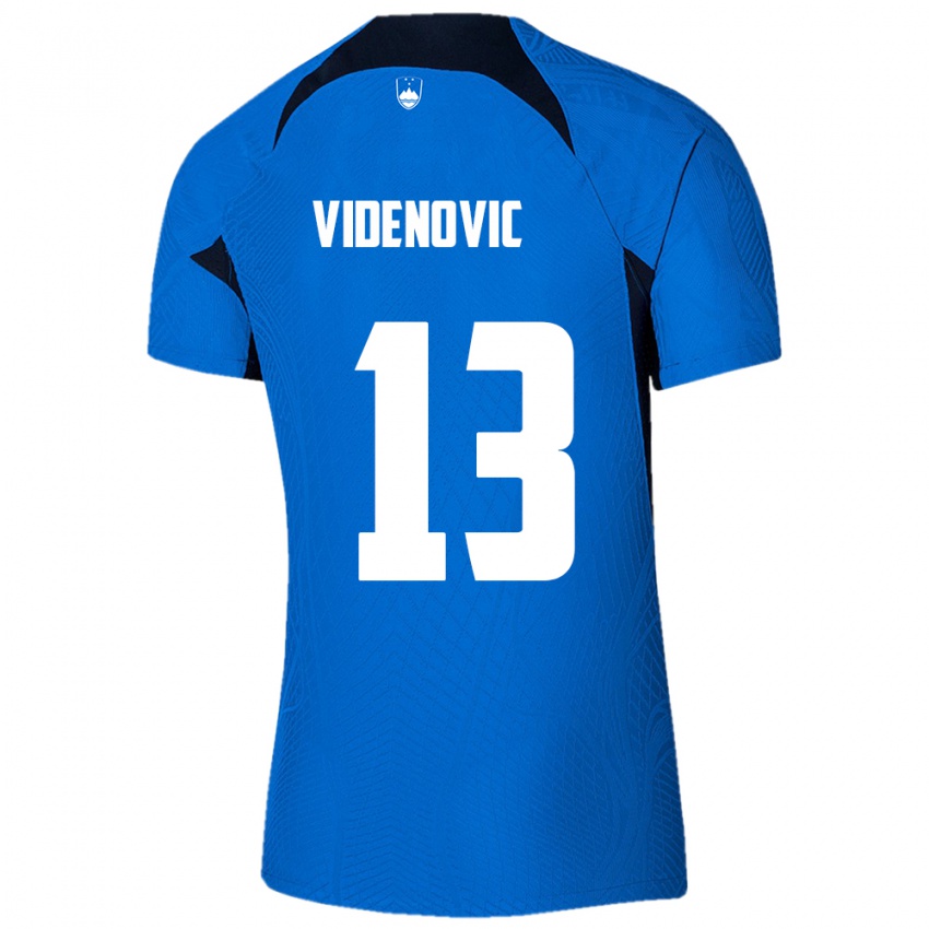 Hombre Camiseta Eslovenia Denis Videnovic #13 Azul 2ª Equipación 24-26 La Camisa
