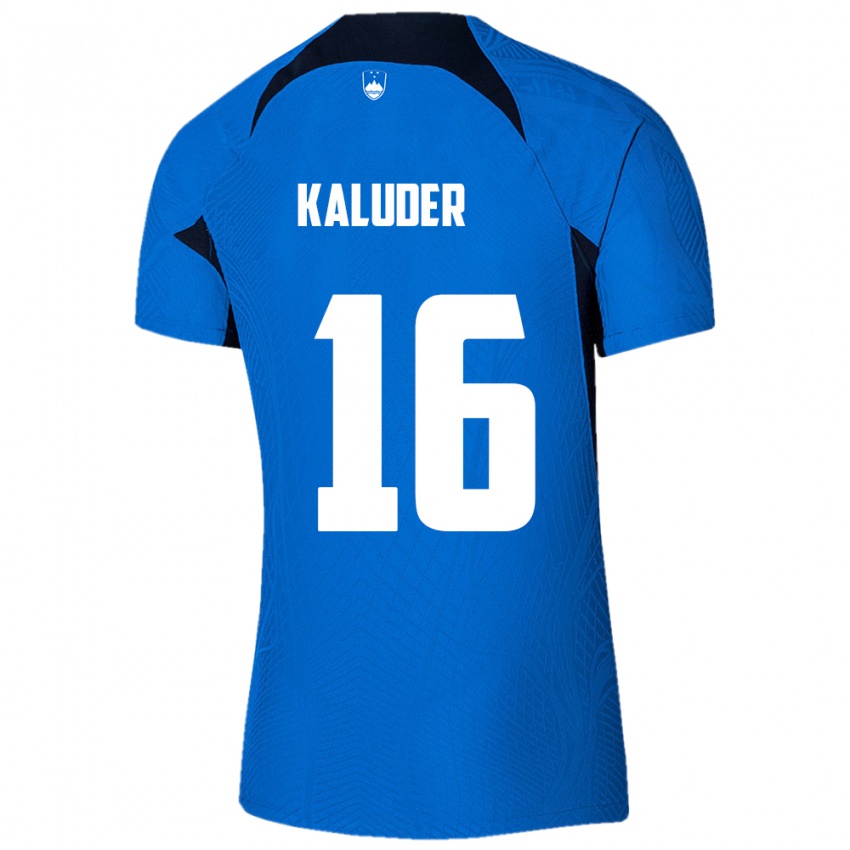 Hombre Camiseta Eslovenia Grega Kaluder #16 Azul 2ª Equipación 24-26 La Camisa