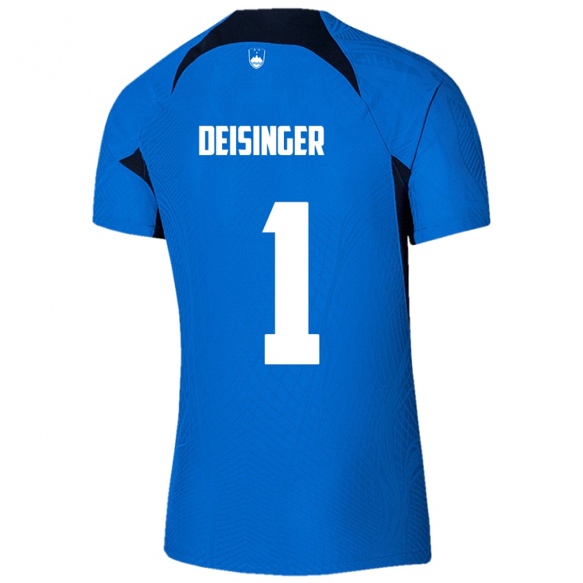 Hombre Camiseta Eslovenia Nik Deisinger #1 Azul 2ª Equipación 24-26 La Camisa