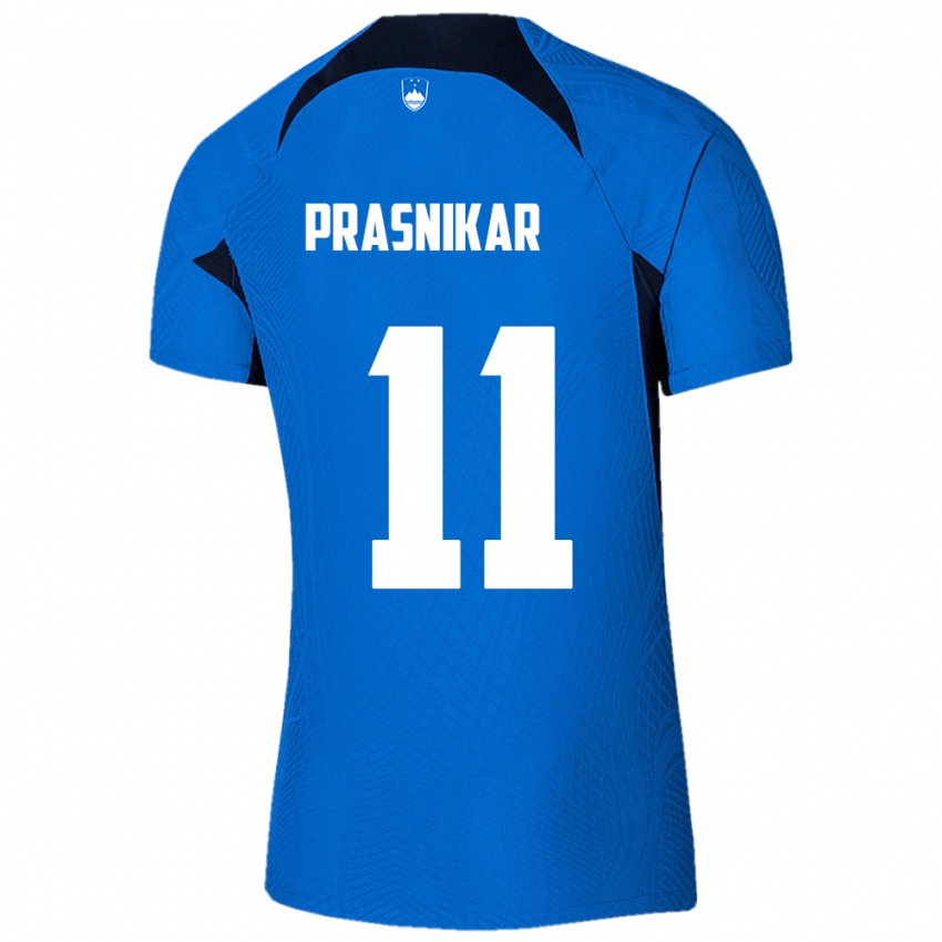 Hombre Camiseta Eslovenia Lara Prašnikar #11 Azul 2ª Equipación 24-26 La Camisa