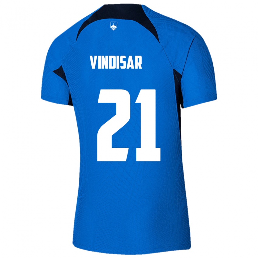 Hombre Camiseta Eslovenia Zala Vindišar #21 Azul 2ª Equipación 24-26 La Camisa