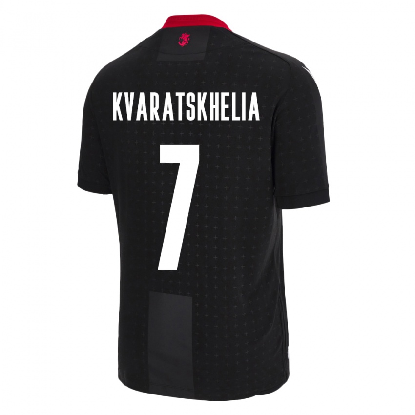 Hombre Camiseta Georgia Khvicha Kvaratskhelia #7 Negro 2ª Equipación 24-26 La Camisa