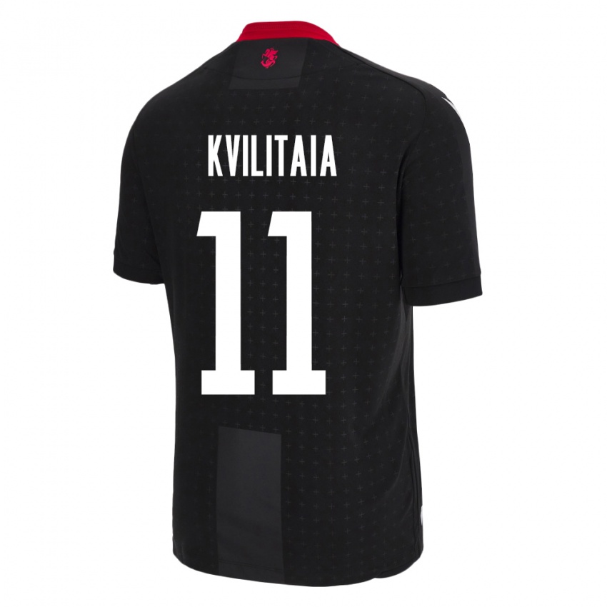 Hombre Camiseta Georgia Giorgi Kvilitaia #11 Negro 2ª Equipación 24-26 La Camisa