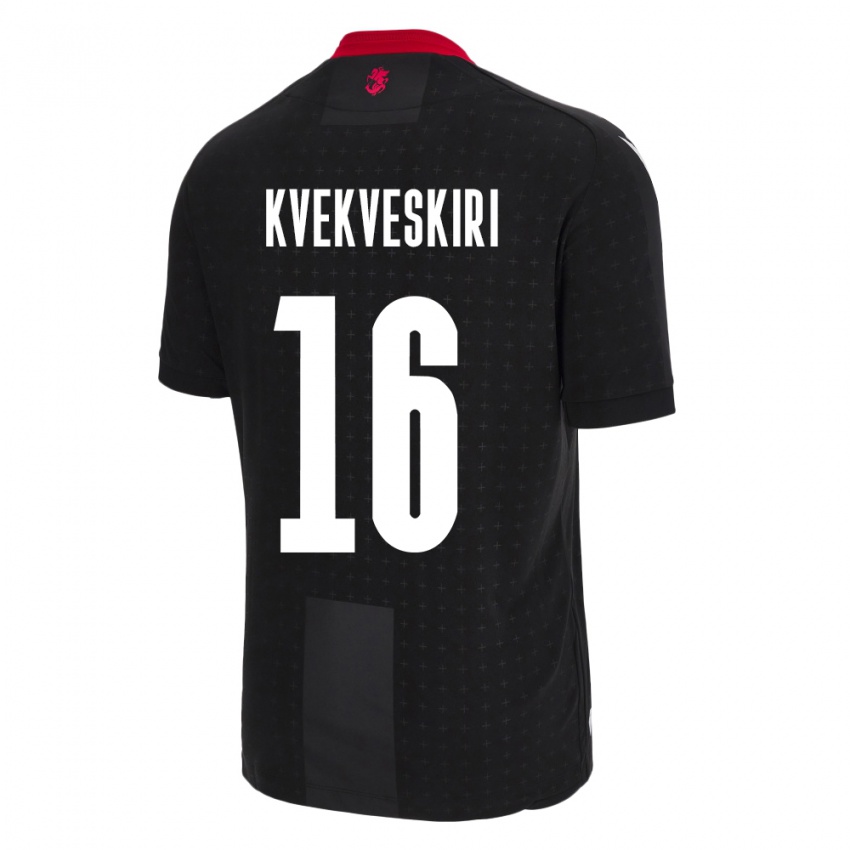 Hombre Camiseta Georgia Nika Kvekveskiri #16 Negro 2ª Equipación 24-26 La Camisa