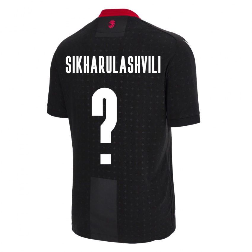 Hombre Camiseta Georgia Nika Sikharulashvili #0 Negro 2ª Equipación 24-26 La Camisa