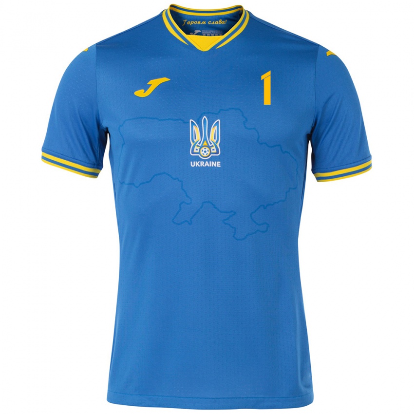 Hombre Camiseta Ucrania Ruslan Neshcheret #1 Azul 2ª Equipación 24-26 La Camisa