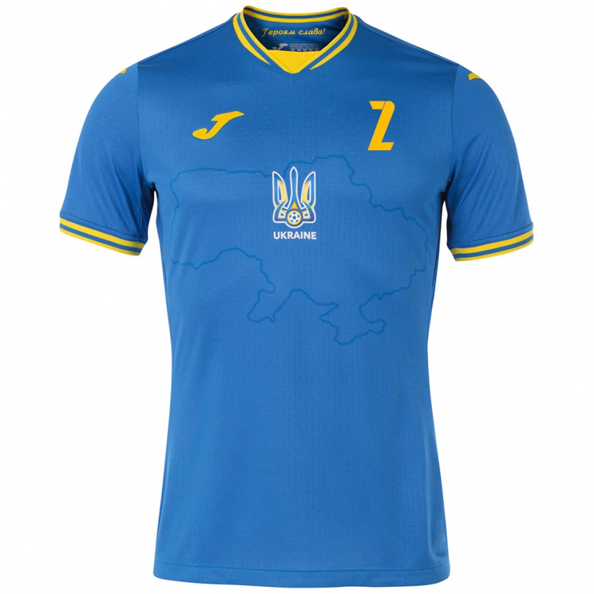 Hombre Camiseta Ucrania Kostyantyn Vivcharenko #2 Azul 2ª Equipación 24-26 La Camisa