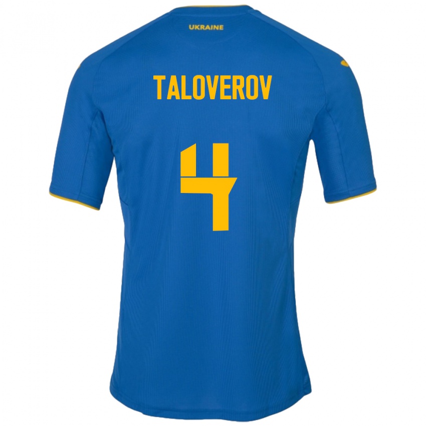 Hombre Camiseta Ucrania Maksym Taloverov #4 Azul 2ª Equipación 24-26 La Camisa