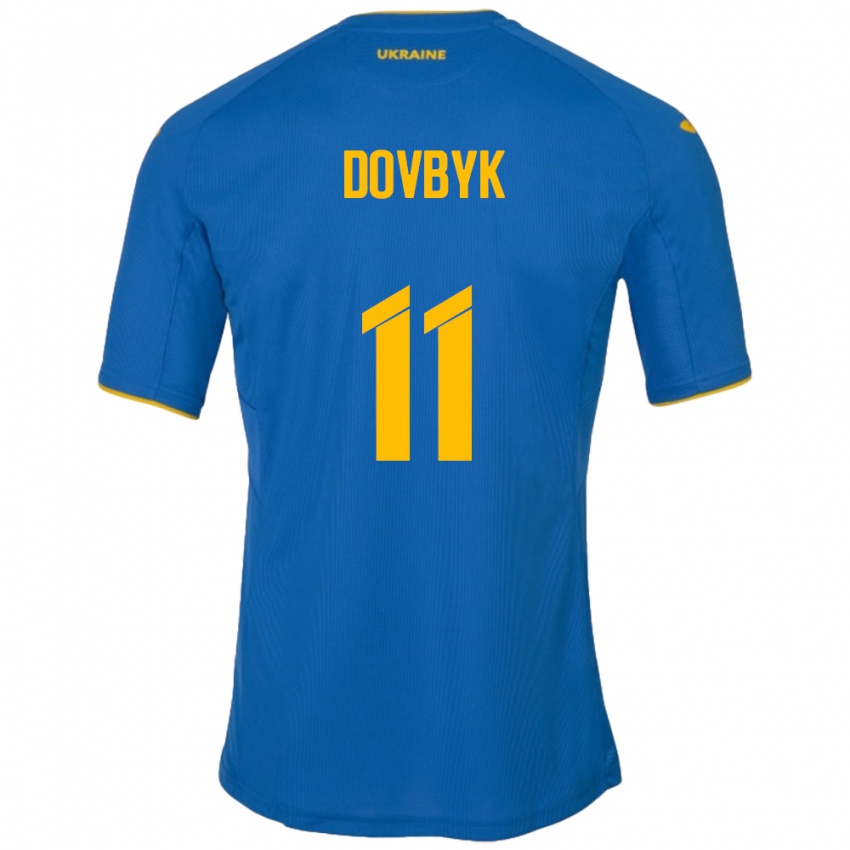 Hombre Camiseta Ucrania Artem Dovbyk #11 Azul 2ª Equipación 24-26 La Camisa