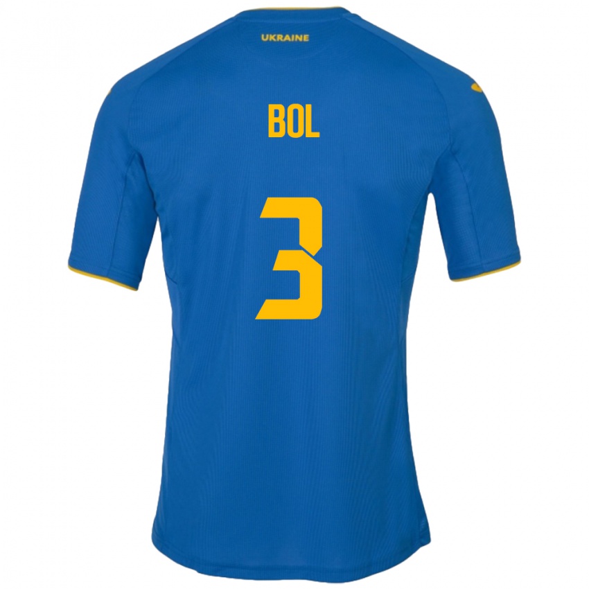 Hombre Camiseta Ucrania Anton Bol #3 Azul 2ª Equipación 24-26 La Camisa