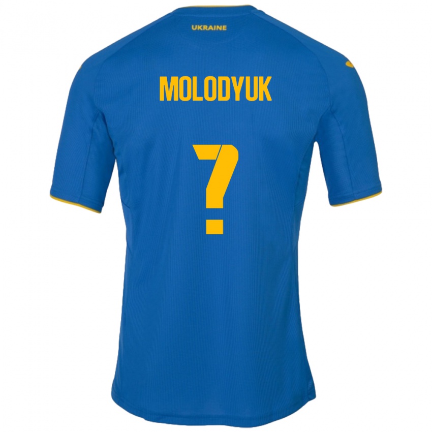 Hombre Camiseta Ucrania Yelyzaveta Molodyuk #0 Azul 2ª Equipación 24-26 La Camisa