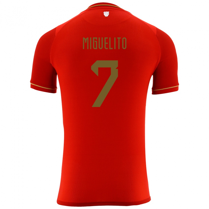 Hombre Camiseta Bolivia Miguelito #7 Rojo 2ª Equipación 24-26 La Camisa