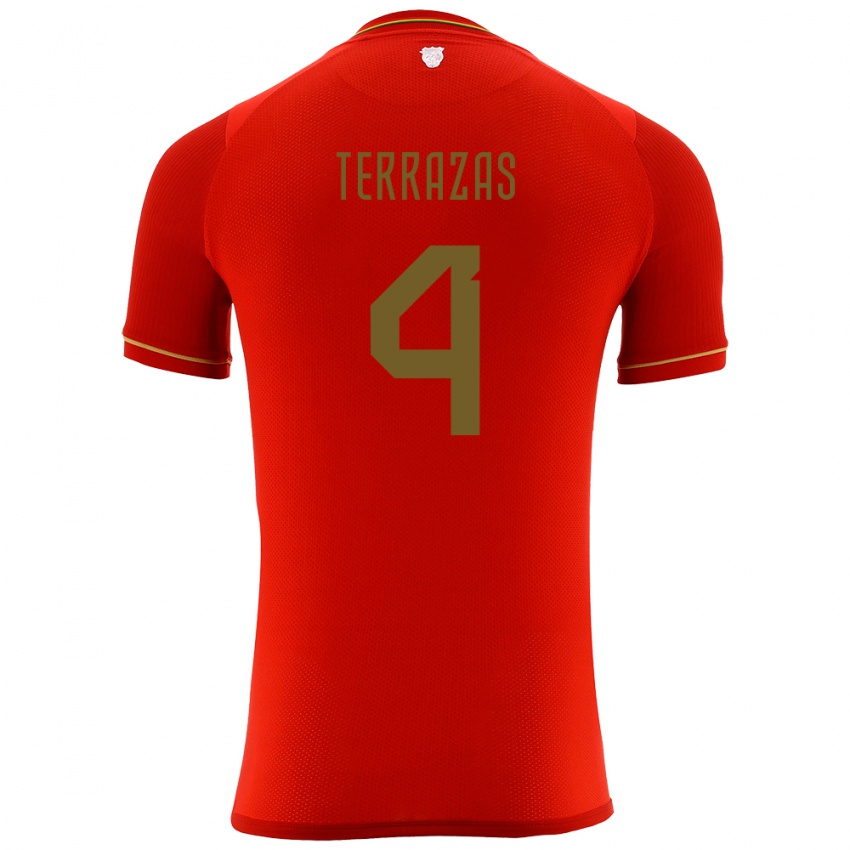 Hombre Camiseta Bolivia Sergio Terrazas #4 Rojo 2ª Equipación 24-26 La Camisa