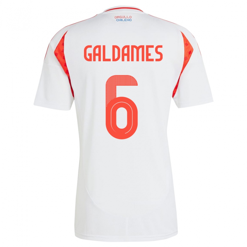 Hombre Camiseta Chile Thomas Galdames #6 Blanco 2ª Equipación 24-26 La Camisa