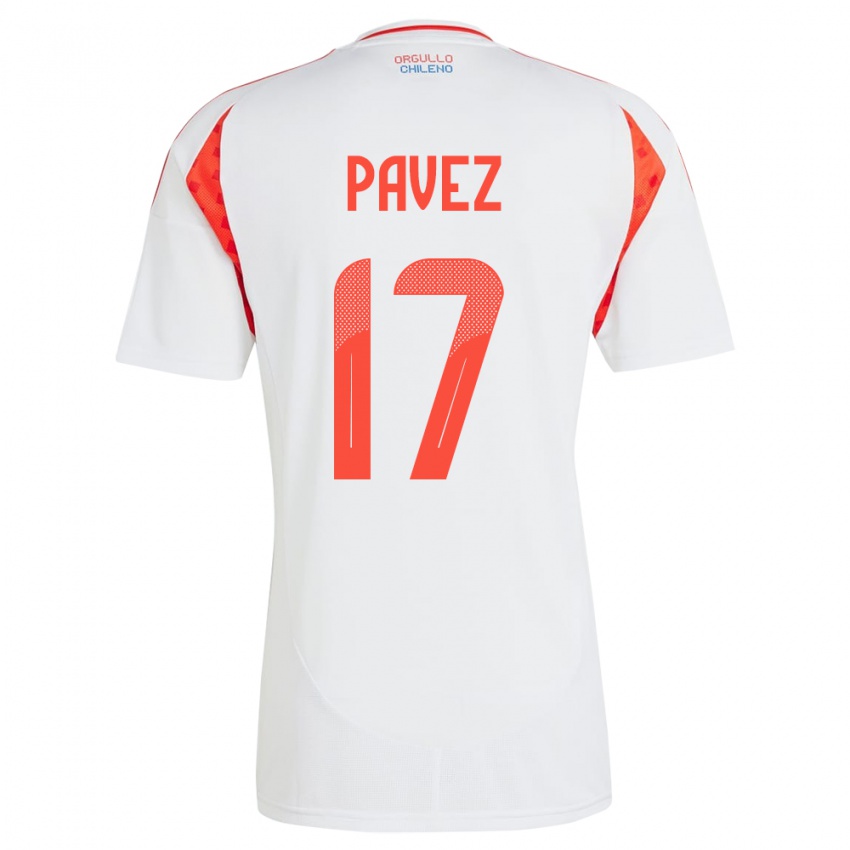 Hombre Camiseta Chile Esteban Pavez #17 Blanco 2ª Equipación 24-26 La Camisa