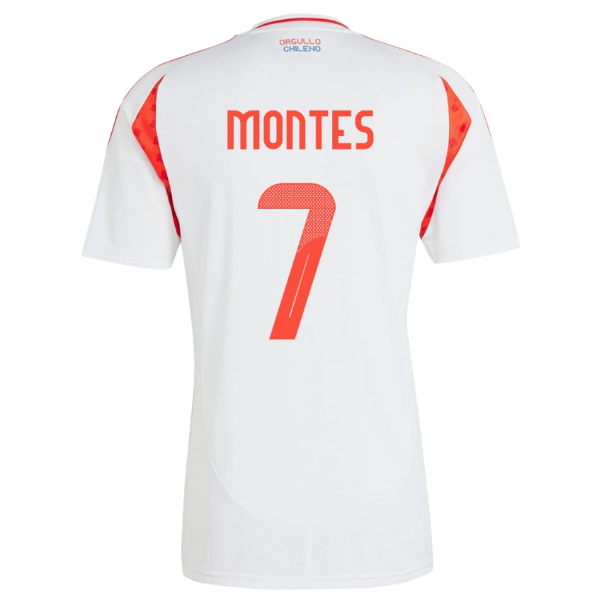 Hombre Camiseta Chile Clemente Montes #7 Blanco 2ª Equipación 24-26 La Camisa