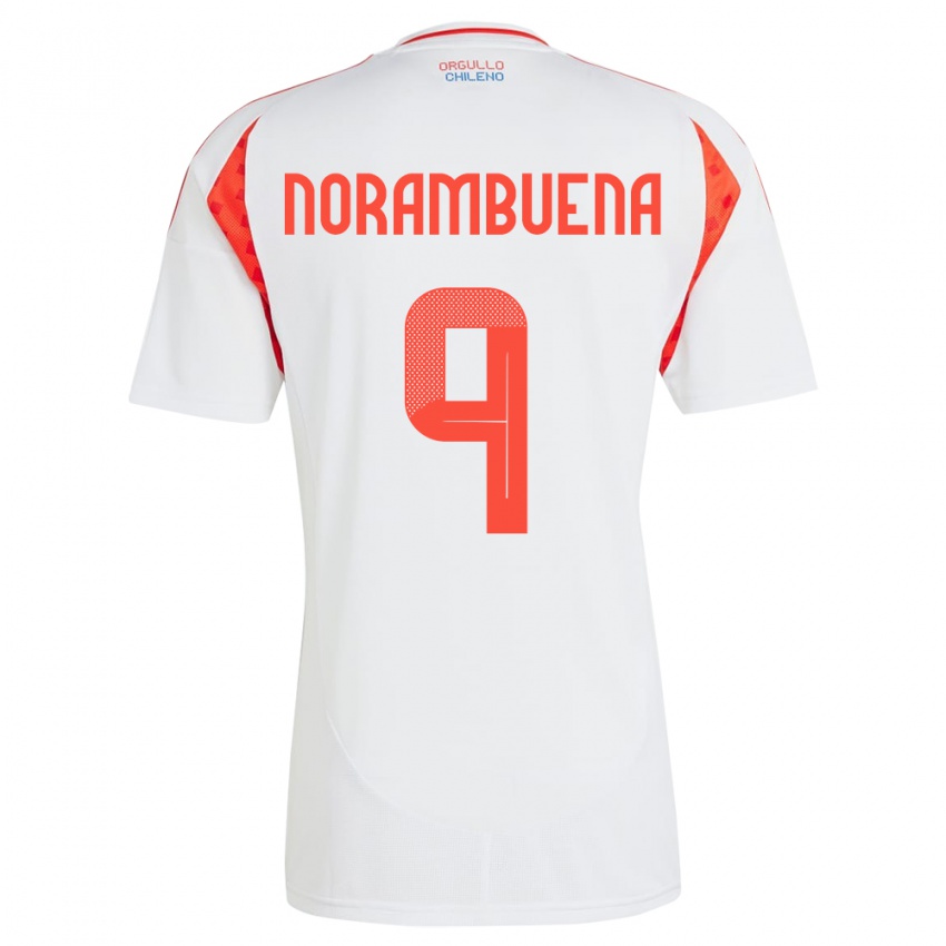 Hombre Camiseta Chile Gabriel Norambuena #9 Blanco 2ª Equipación 24-26 La Camisa