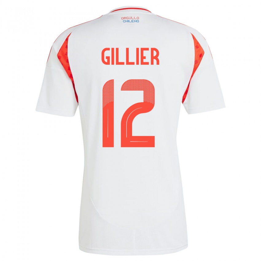 Hombre Camiseta Chile Thomas Gillier #12 Blanco 2ª Equipación 24-26 La Camisa