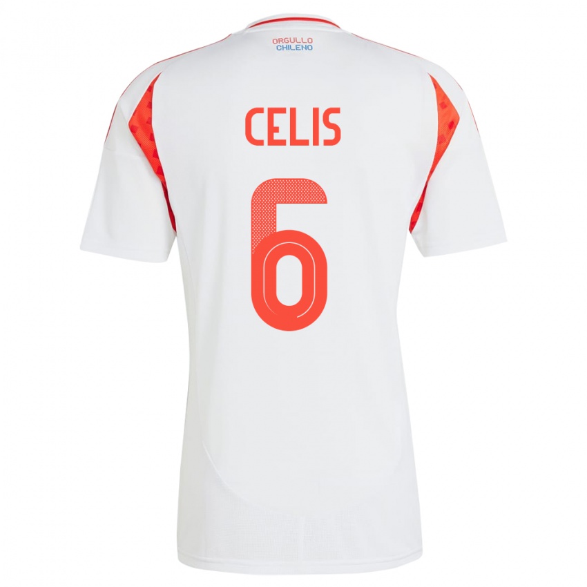 Hombre Camiseta Chile Milovan Celis #6 Blanco 2ª Equipación 24-26 La Camisa