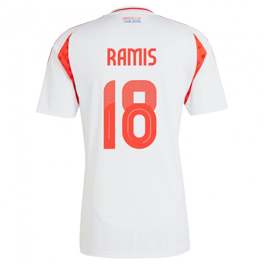Hombre Camiseta Chile Oliver Ramis #18 Blanco 2ª Equipación 24-26 La Camisa