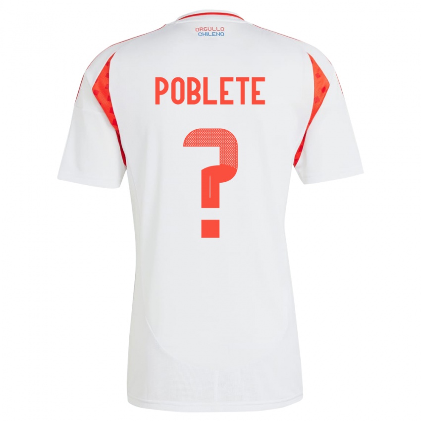 Hombre Camiseta Chile José Poblete #0 Blanco 2ª Equipación 24-26 La Camisa