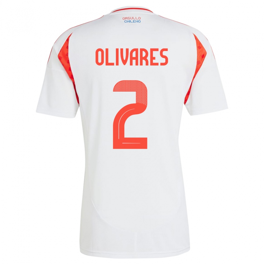 Hombre Camiseta Chile Michelle Olivares #2 Blanco 2ª Equipación 24-26 La Camisa