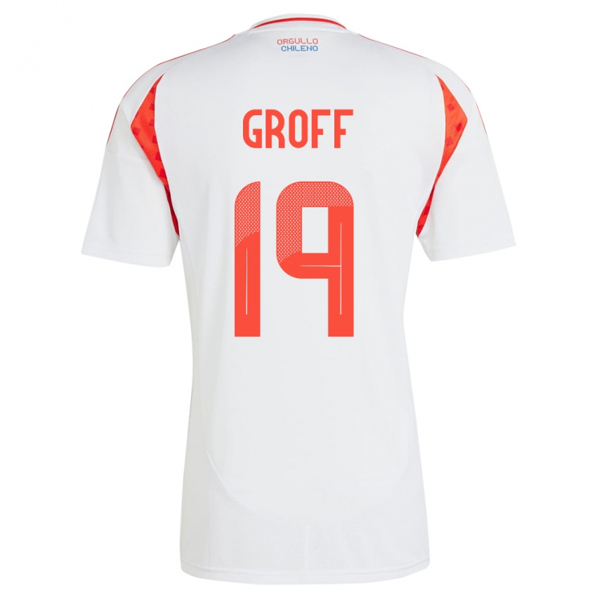 Hombre Camiseta Chile Llanka Groff #19 Blanco 2ª Equipación 24-26 La Camisa