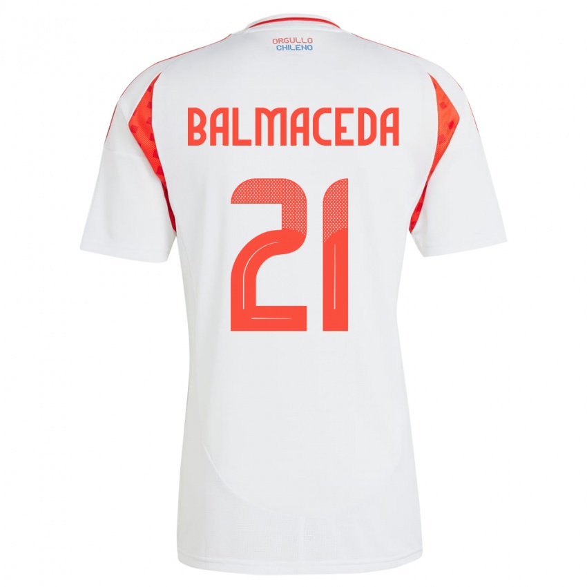 Hombre Camiseta Chile Rosario Balmaceda #21 Blanco 2ª Equipación 24-26 La Camisa