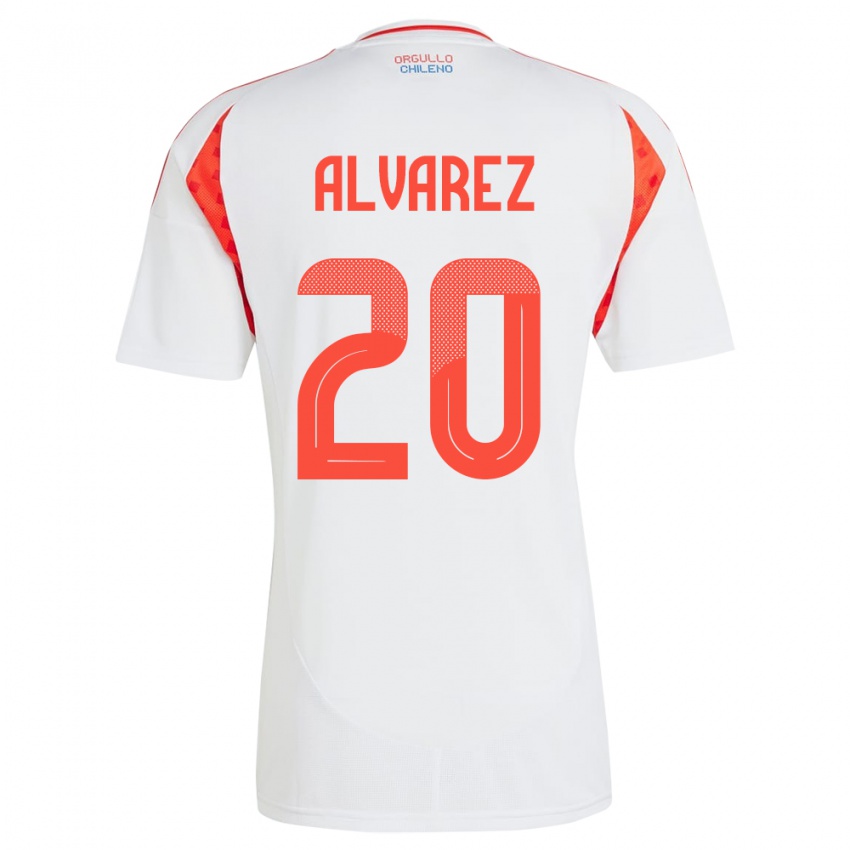 Hombre Camiseta Chile Anaís Álvarez #20 Blanco 2ª Equipación 24-26 La Camisa