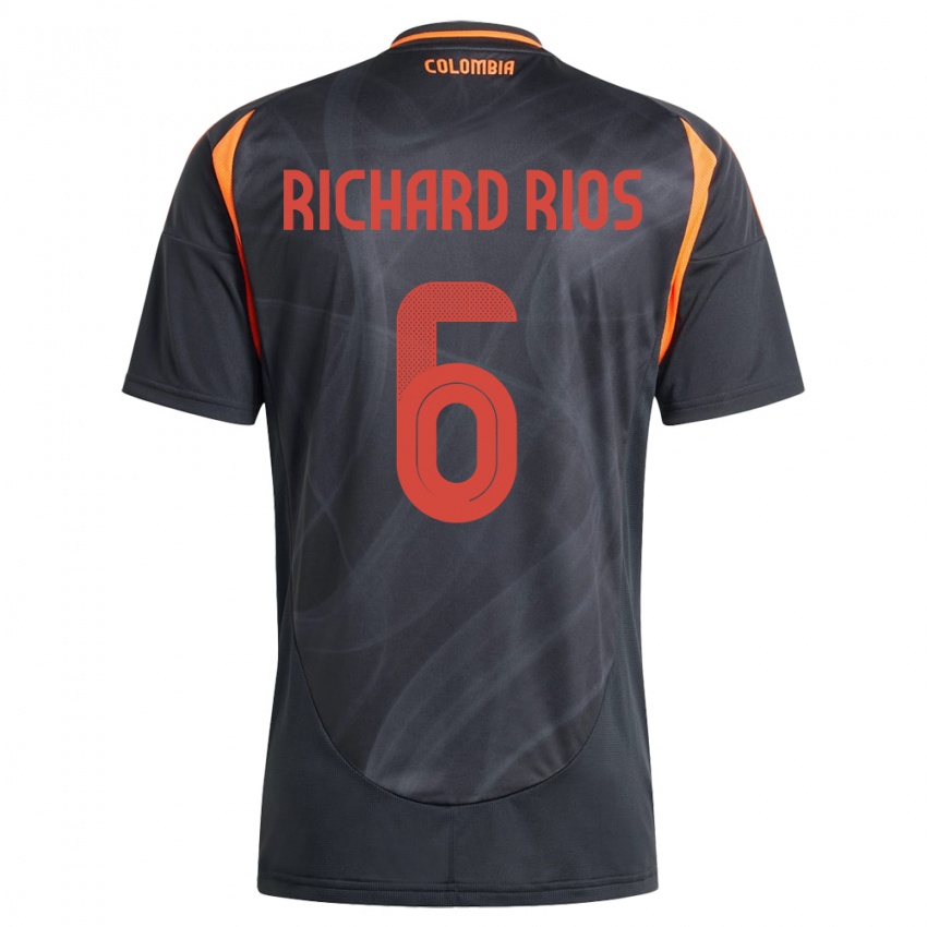 Hombre Camiseta Colombia Richard Ríos #6 Negro 2ª Equipación 24-26 La Camisa