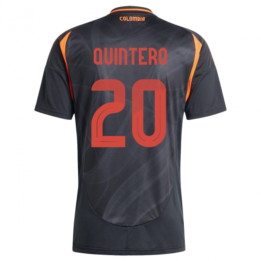 Hombre Camiseta Colombia Juan Fernando Quintero #20 Negro 2ª Equipación 24-26 La Camisa