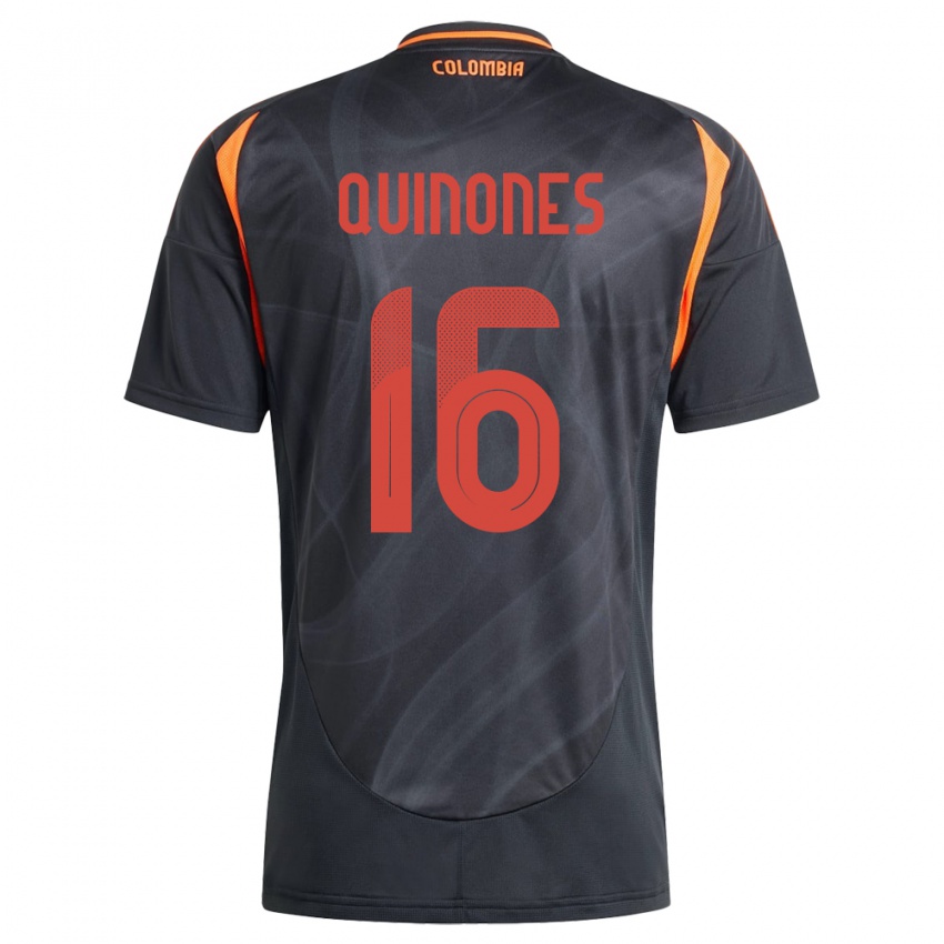 Hombre Camiseta Colombia Nelson Quiñónes #16 Negro 2ª Equipación 24-26 La Camisa