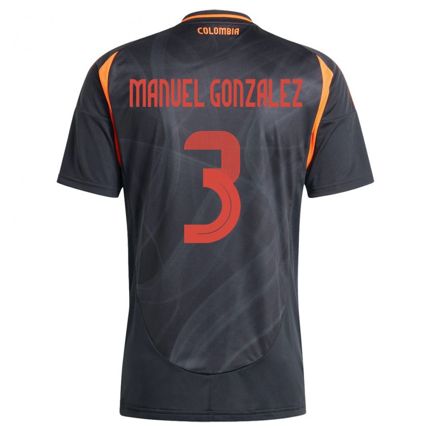 Hombre Camiseta Colombia Carlos Manuel González #3 Negro 2ª Equipación 24-26 La Camisa