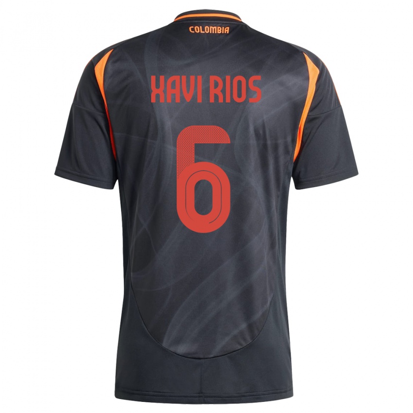 Hombre Camiseta Colombia Xavi Ríos #6 Negro 2ª Equipación 24-26 La Camisa