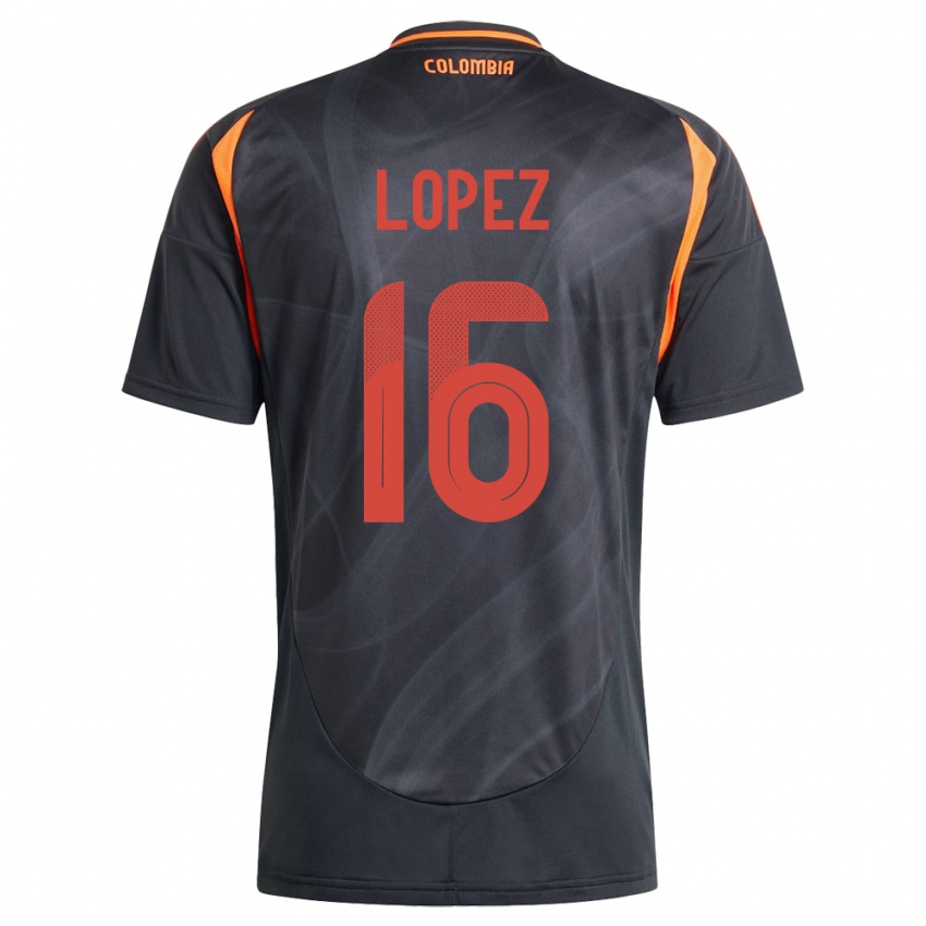 Hombre Camiseta Colombia William López #16 Negro 2ª Equipación 24-26 La Camisa