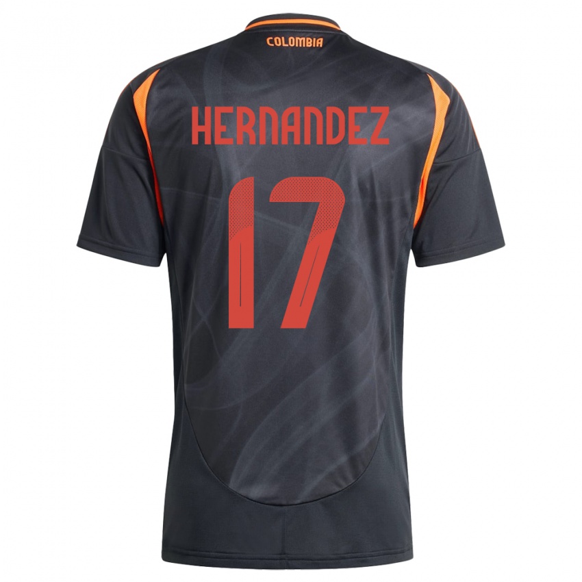 Hombre Camiseta Colombia Jhoan Hernández #17 Negro 2ª Equipación 24-26 La Camisa