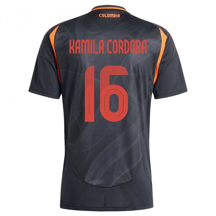 Hombre Camiseta Colombia Sara Kamila Córdoba #16 Negro 2ª Equipación 24-26 La Camisa