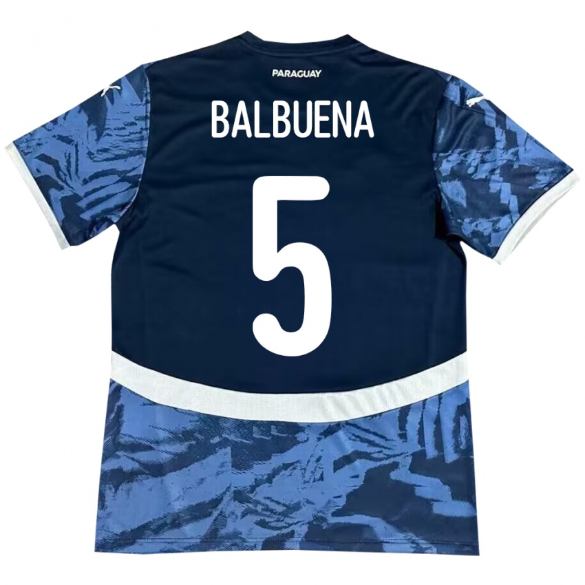 Hombre Camiseta Paraguay Fabián Balbuena #5 Azul 2ª Equipación 24-26 La Camisa