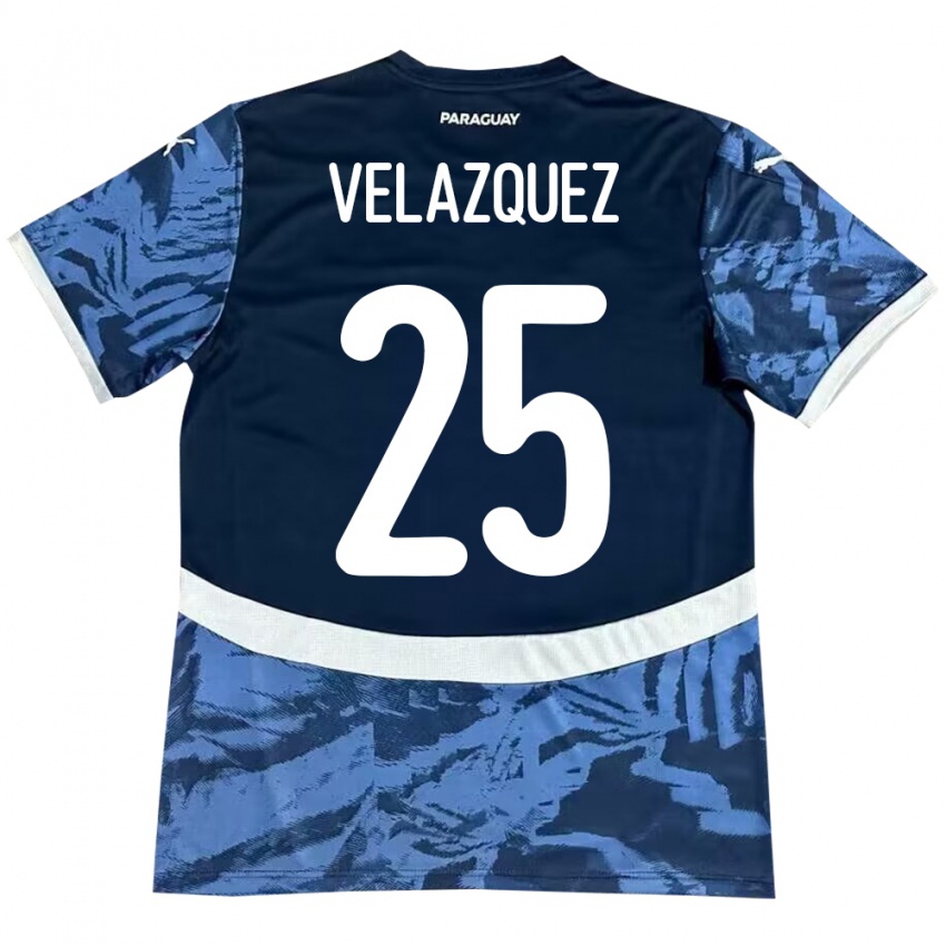 Hombre Camiseta Paraguay Gustavo Velázquez #25 Azul 2ª Equipación 24-26 La Camisa