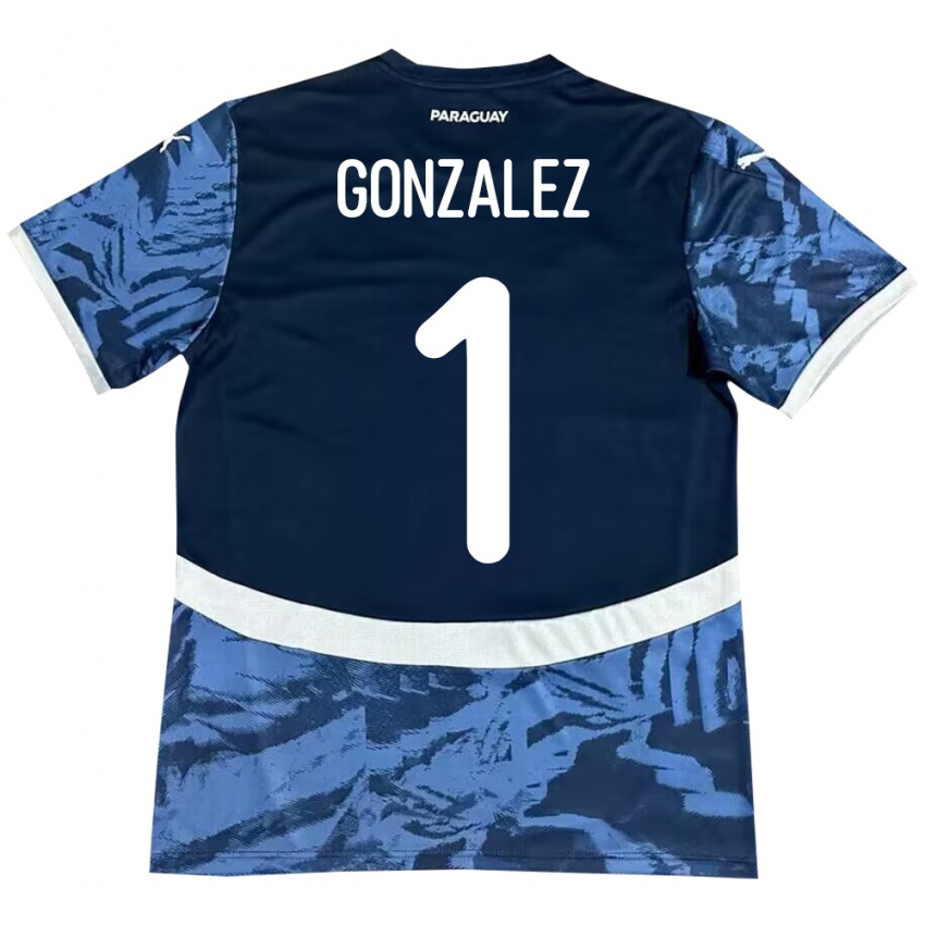 Hombre Camiseta Paraguay Ángel González #1 Azul 2ª Equipación 24-26 La Camisa